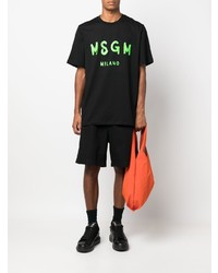 schwarzes bedrucktes T-Shirt mit einem Rundhalsausschnitt von MSGM