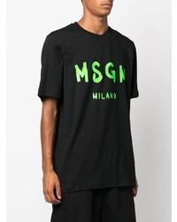 schwarzes bedrucktes T-Shirt mit einem Rundhalsausschnitt von MSGM