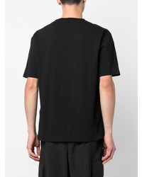 schwarzes bedrucktes T-Shirt mit einem Rundhalsausschnitt von Stone Island