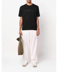 schwarzes bedrucktes T-Shirt mit einem Rundhalsausschnitt von Lanvin