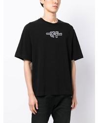 schwarzes bedrucktes T-Shirt mit einem Rundhalsausschnitt von Off-White