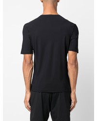 schwarzes bedrucktes T-Shirt mit einem Rundhalsausschnitt von Versace