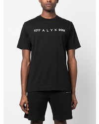 schwarzes bedrucktes T-Shirt mit einem Rundhalsausschnitt von 1017 Alyx 9Sm