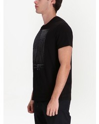 schwarzes bedrucktes T-Shirt mit einem Rundhalsausschnitt von Armani Exchange