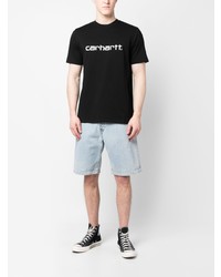 schwarzes bedrucktes T-Shirt mit einem Rundhalsausschnitt von Carhartt WIP