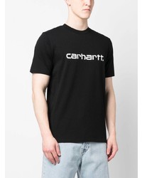 schwarzes bedrucktes T-Shirt mit einem Rundhalsausschnitt von Carhartt WIP