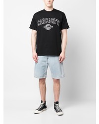 schwarzes bedrucktes T-Shirt mit einem Rundhalsausschnitt von Carhartt WIP