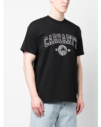 schwarzes bedrucktes T-Shirt mit einem Rundhalsausschnitt von Carhartt WIP