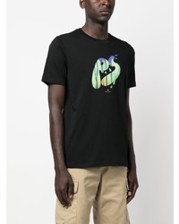 schwarzes bedrucktes T-Shirt mit einem Rundhalsausschnitt von Paul Smith