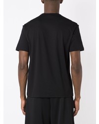 schwarzes bedrucktes T-Shirt mit einem Rundhalsausschnitt von Emporio Armani