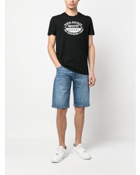 schwarzes bedrucktes T-Shirt mit einem Rundhalsausschnitt von Diesel