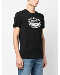 schwarzes bedrucktes T-Shirt mit einem Rundhalsausschnitt von Diesel