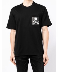 schwarzes bedrucktes T-Shirt mit einem Rundhalsausschnitt von Mastermind Japan