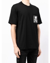 schwarzes bedrucktes T-Shirt mit einem Rundhalsausschnitt von Mastermind Japan