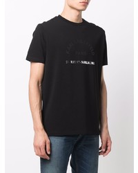 schwarzes bedrucktes T-Shirt mit einem Rundhalsausschnitt von Karl Lagerfeld