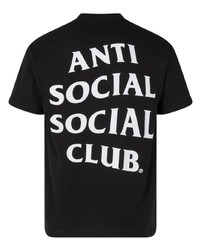 schwarzes bedrucktes T-Shirt mit einem Rundhalsausschnitt von Anti Social Social Club