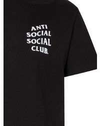 schwarzes bedrucktes T-Shirt mit einem Rundhalsausschnitt von Anti Social Social Club