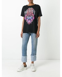 schwarzes bedrucktes T-Shirt mit einem Rundhalsausschnitt von Marcelo Burlon County of Milan