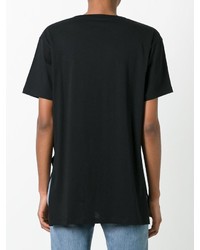 schwarzes bedrucktes T-Shirt mit einem Rundhalsausschnitt von Marcelo Burlon County of Milan