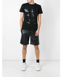 schwarzes bedrucktes T-Shirt mit einem Rundhalsausschnitt von Moschino