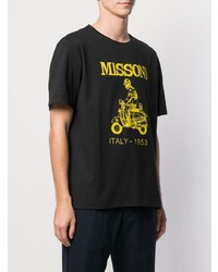 schwarzes bedrucktes T-Shirt mit einem Rundhalsausschnitt von Missoni