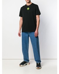 schwarzes bedrucktes T-Shirt mit einem Rundhalsausschnitt von MSGM