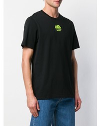 schwarzes bedrucktes T-Shirt mit einem Rundhalsausschnitt von MSGM