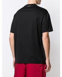 schwarzes bedrucktes T-Shirt mit einem Rundhalsausschnitt von Emporio Armani