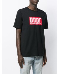 schwarzes bedrucktes T-Shirt mit einem Rundhalsausschnitt von Diesel