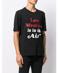 schwarzes bedrucktes T-Shirt mit einem Rundhalsausschnitt von Love Moschino