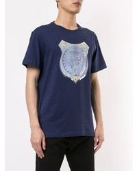 schwarzes bedrucktes T-Shirt mit einem Rundhalsausschnitt von VERSACE JEANS COUTURE