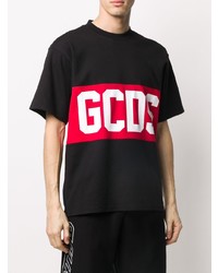 schwarzes bedrucktes T-Shirt mit einem Rundhalsausschnitt von Gcds