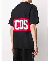 schwarzes bedrucktes T-Shirt mit einem Rundhalsausschnitt von Gcds