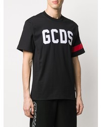 schwarzes bedrucktes T-Shirt mit einem Rundhalsausschnitt von Gcds