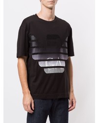 schwarzes bedrucktes T-Shirt mit einem Rundhalsausschnitt von Emporio Armani