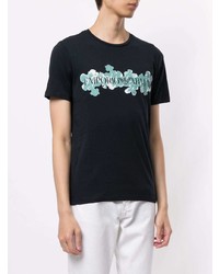 schwarzes bedrucktes T-Shirt mit einem Rundhalsausschnitt von Emporio Armani