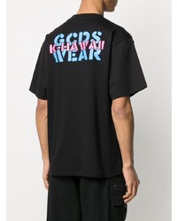 schwarzes bedrucktes T-Shirt mit einem Rundhalsausschnitt von Gcds