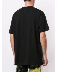 schwarzes bedrucktes T-Shirt mit einem Rundhalsausschnitt von Marcelo Burlon County of Milan