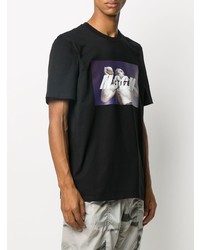 schwarzes bedrucktes T-Shirt mit einem Rundhalsausschnitt von MSGM