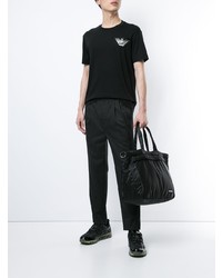 schwarzes bedrucktes T-Shirt mit einem Rundhalsausschnitt von Emporio Armani