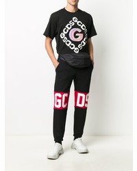 schwarzes bedrucktes T-Shirt mit einem Rundhalsausschnitt von Gcds