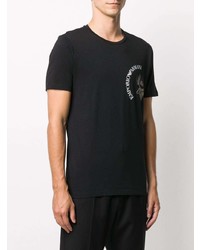 schwarzes bedrucktes T-Shirt mit einem Rundhalsausschnitt von Emporio Armani