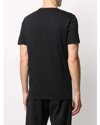 schwarzes bedrucktes T-Shirt mit einem Rundhalsausschnitt von Emporio Armani