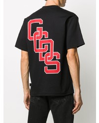 schwarzes bedrucktes T-Shirt mit einem Rundhalsausschnitt von Gcds