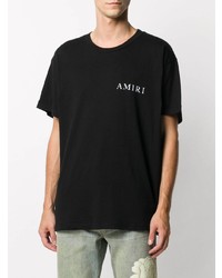 schwarzes bedrucktes T-Shirt mit einem Rundhalsausschnitt von Amiri