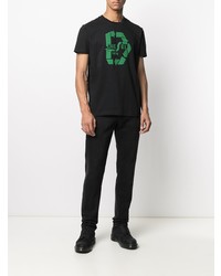 schwarzes bedrucktes T-Shirt mit einem Rundhalsausschnitt von Diesel