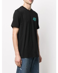 schwarzes bedrucktes T-Shirt mit einem Rundhalsausschnitt von Diesel