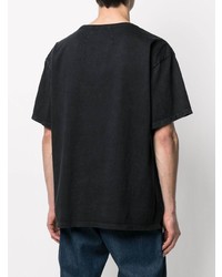 schwarzes bedrucktes T-Shirt mit einem Rundhalsausschnitt von Rhude