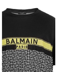 schwarzes bedrucktes T-Shirt mit einem Rundhalsausschnitt von Balmain