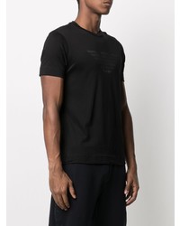 schwarzes bedrucktes T-Shirt mit einem Rundhalsausschnitt von Emporio Armani